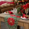 EUROFIRANY VIANOČNÝ BEHÚŇ NA STÔL POINSETTIA 35X183 CM VZOROVANÝ