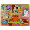 Tooky Toy Drevené puzzle Zvieratká Domov Tvary