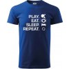 Stolný tenis - eat sleep - Klasické pánske tričko vyššej gramáže - XL ( Kráľovská modrá )