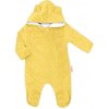 Baby Nellys Kombinézka /overal Minky s kapucňou a uškami -žltá 74 (6-9m)