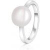 Beneto Elegantní stříbrný prsten s pravou perlou AGG29