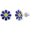 Silvego Strieborné náušnice Capo kvetinky modrožlté DCC056215EB