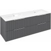 Sapho CIRASA umývadlová skrinka s dvojitým umývadlom 141x54x46cm, carina strip CR141-4141S-21