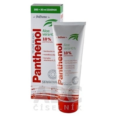 MedPharma PANTHENOL 10% TELOVÉ MLIEKO Sensitive, s Aloe vera, 200+30 ml zadarmo (230 ml)