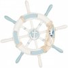 Clayre & Eef Modro-biela drevená dekorácia kormidlo Ship's Wheel Nautic - Ø 34*3 cm - Clayre & Eef
