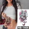 REBELULU Vodeodolné farebné dočasné tetovanie tetovačka samolepka Tiger Kvet Flower Flash tetovanie Krása Body Art Paže Dočasné Tatoo Ženy