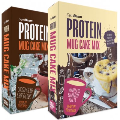 Proteínový Mug Cake Mix - GymBeam, vanilka s kúskami čučoriedok, 500g