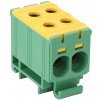 Tracon Dvojitá rozvodná odbočná svorkovnica na DIN lištu 2x6-50mm² žlto-zelená FLEAL-50/2ZS