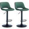 Design-Shop 2x Barová stolička Camden - zamat, čierny rám - Zelená