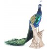 Dekorácia MagicHome Vianoce, Páv, modrý, páperový, 24x12x32 cm