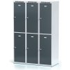 Alfa 3 Šatníková skrinka s úložnými boxami, 6 boxov, 1800 x 1200 x 500 mm, cylindrický zámok, tmavosivé dvere