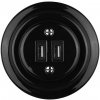 Reblig - porcelánová retro USB napájacia zásuvka s rámčekom, 2× USB-A, čierna RGUSB-B + záruka 3 roky zadarmo