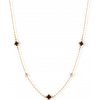 Lillian Vassago Náhrdelník so štvorlístkami, s čiernym smaltom a guličkami, ružové zlato LLV06-GN142R