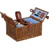 Piknikový kôš hnedý s miestom na nápoje pre štyri osoby
