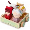 Tahací hračka Lilliputiens tahací vozík vlk Ludvík s aktivitami, vkládačka + tvary (83470)