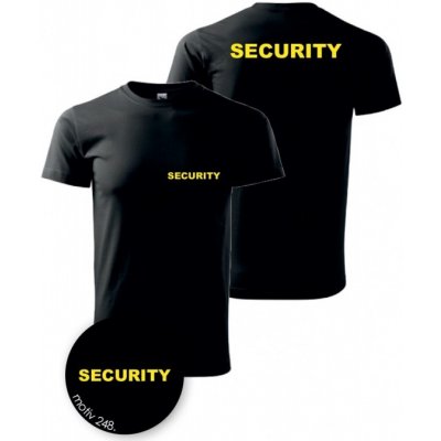 Tričko Security so žltou potlačou čierne