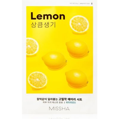 Missha Airy Fit Lemon plátenná maska pre rozjasnenie a vitalitu pleti 19 g