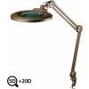 Zlatá pracovná LED lampa s lupou IB-178, priemer 178mm, 5D+20D