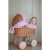 Kočiarik z prírodného materiálu s ružovým volánom WGUM14 ruzova