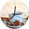 Nástenné sklenené hodiny Káva fi 30 cm