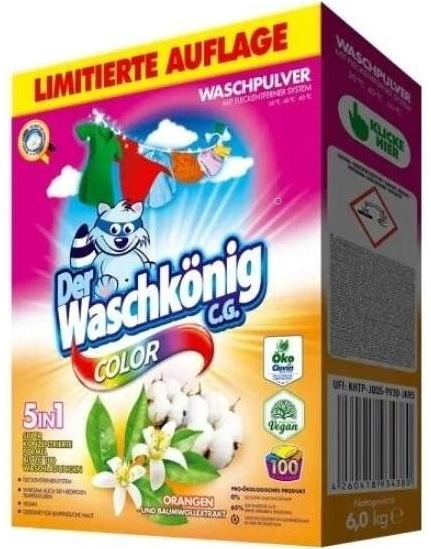 Waschkönig Color prášok s výťažkami extraktu z Pomarančov a bavlny 6 kg 100 PD