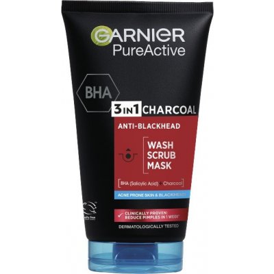 Garnier Pure Active čistiaca starostlivosť proti čiernym bodkám s aktívnym uhlím 3 v 1 pre mastnú a problematickú pleť 150 ml