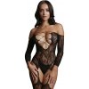 Le Désir Criss Cross Neck Bodystocking Black