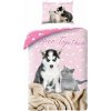 HALANTEX Obliečky vo vaku Mačiatko a Šteňa pink Bavlna, 140/200, 70/90 cm
