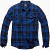 Vintage Industries flanelová košeľa AUSTIN - MODRÉ KÁRO (Modrá károvaná flanelová košeľa od Vintage Industries je na dotyk príjemná, komfortná, stredne hrubá košeľa z hrejivého flanelu)
