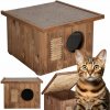 Dechland domček pre mačky s plochou strechou a otváracou strechou - orech Dechland
