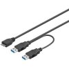 PremiumCord USB 3.0 napájací Y kábel A/Male + A/Male -- Micro B/Mmale, 30cm ku3y01