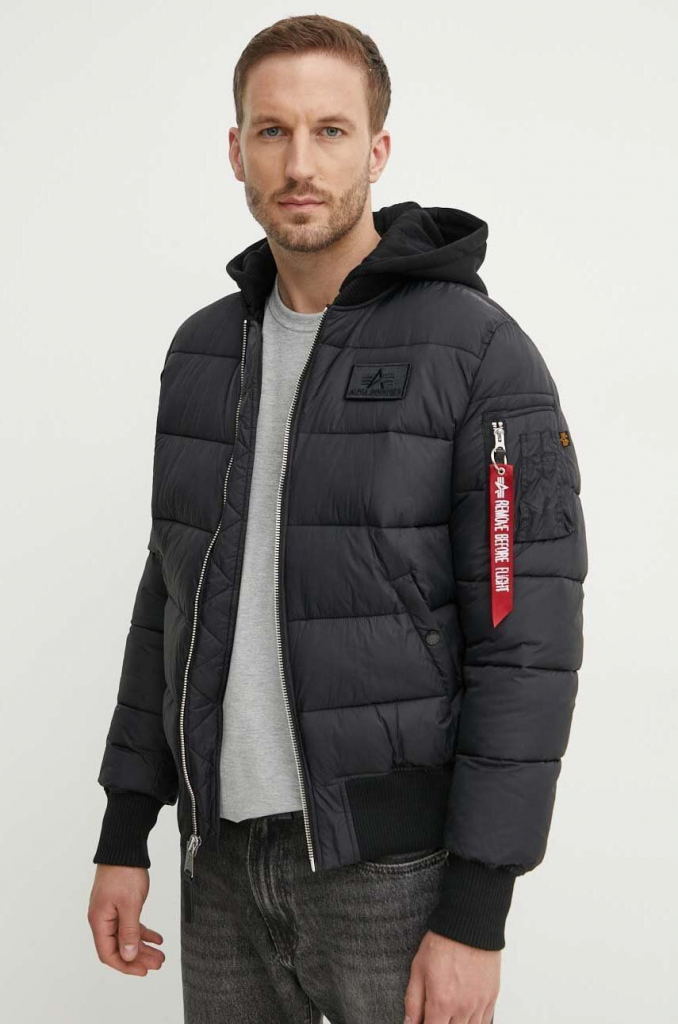 Alpha Industries bunda MA-1 ZH Back Print Puffer FD 118107.03-black pánska čierna zimná