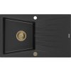 MEXEN/S MEXEN/S - Cesar granitový drez 1 s odkvapkávačom 775x470 mm, čierny/striebro metalík + zlatý sifón 6514771010-73-G