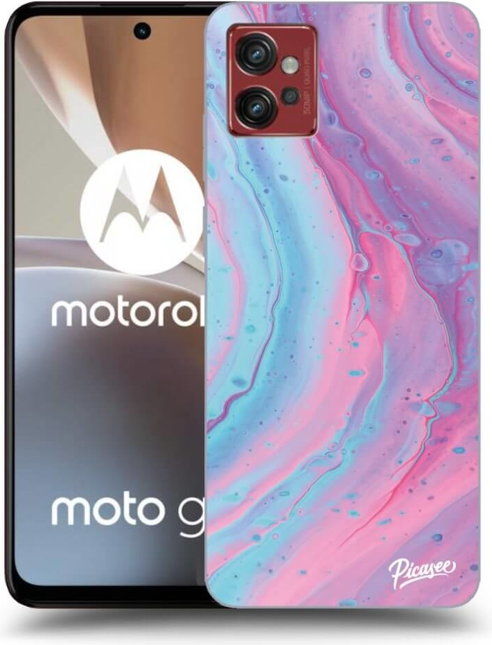 Púzdro Picasee silikónové Motorola Moto G32 - Pink liquid čiré