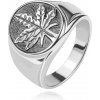 Šperky eshop - Mohutný strieborný 925 prsteň - marihuanový list v kruhu s patinou C22.12 - Veľkosť: 72 mm