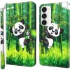Peňaženkové 3D puzdro PAINTING na Samsung Galaxy S23 5G – Panda a bambus