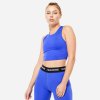DOMYOS Dámsky crop top na kardio fitnes modrý XL