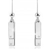 Šperky eshop - Visiace strieborné 925 náušnice - číre diamanty, tenké obdĺžniky, afroháčik G11.06