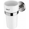 Nimco Unix Pohárik na kefky a pastu s držiakom, biela keramika/brúsená nerezová UNM 13058KN-10