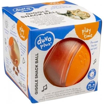DUVO+ Hrkajúca lopta oranžová 7,5 x 7,5 x 7,5 cm s otvorom na pochúťky