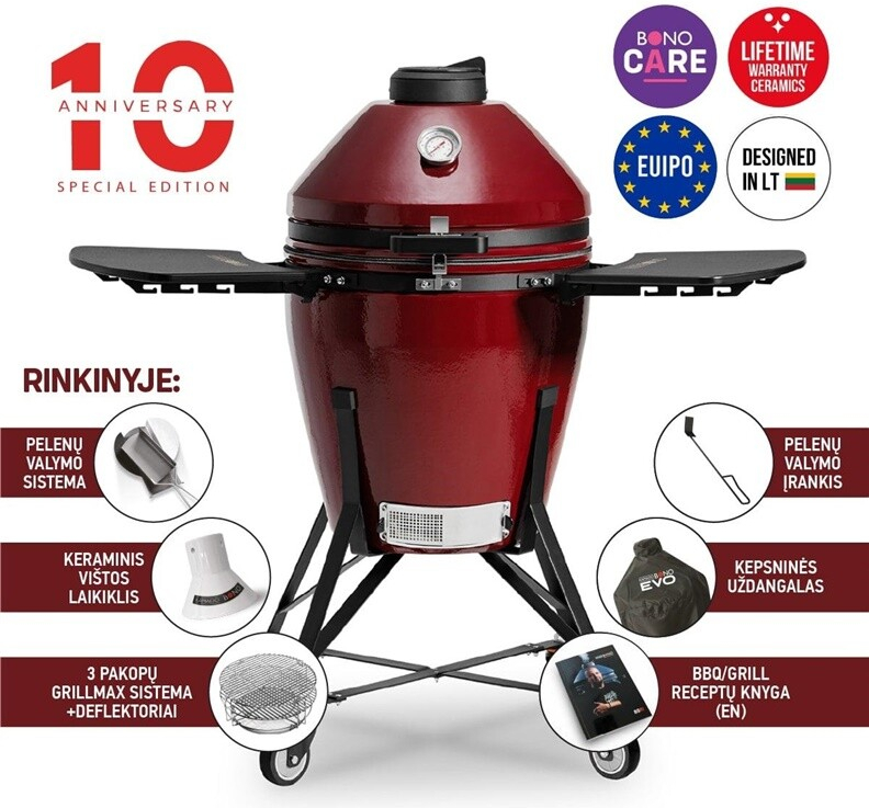 Kamado Bono MEDIA EVO 22, červený, 79 cm