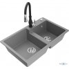 MEXEN/S MEXEN/S - Tomas granitový drez 2-bowl vrátane batérie Savita, šedá 6516-71-672601-70