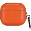 AppleKing obal z PU kože s karabínou pre AirPods 4 - oranžový - možnosť vrátiť tovar ZADARMO do 30tich dní
