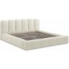 Béžová čalúnená dvojlôžková posteľ s úložným priestorom s roštom 180x200 cm Mano – Makamii