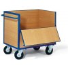 skriňaový vozík s madlom a plnými stenami, do 400 kg, 1 sklopná stěna