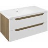 SAPHO - WAVE umývadlová skrinka 89,7x45x47,8cm, ľavá, biela/dub cuneo WA092-3025
