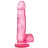 Realistické dildo Blush B Yours Sweet ’n Hard 4 ružové, gélové dildo so semenníkmi a prísavkou 19,5 x 3,8 cm