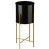 HowHomely Květináč na stojanu HUGO 55 cm zlatý/černý