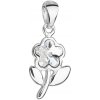 Evolution Group Strieborný prívesok s krištálom Swarovski biela kytička 34239.1, darčekové balenie