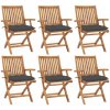 Skladacie záhradné stoličky s poduškami, 6 ks, teakový masív